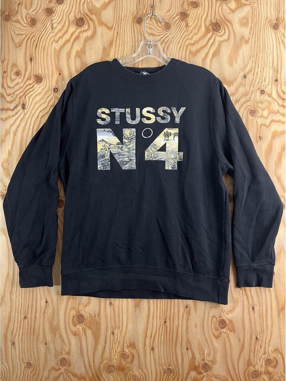 Stussy No 4 N4 Sweatshirt Pullover Safari Lion Animals Camo Desert Mens L Shirt